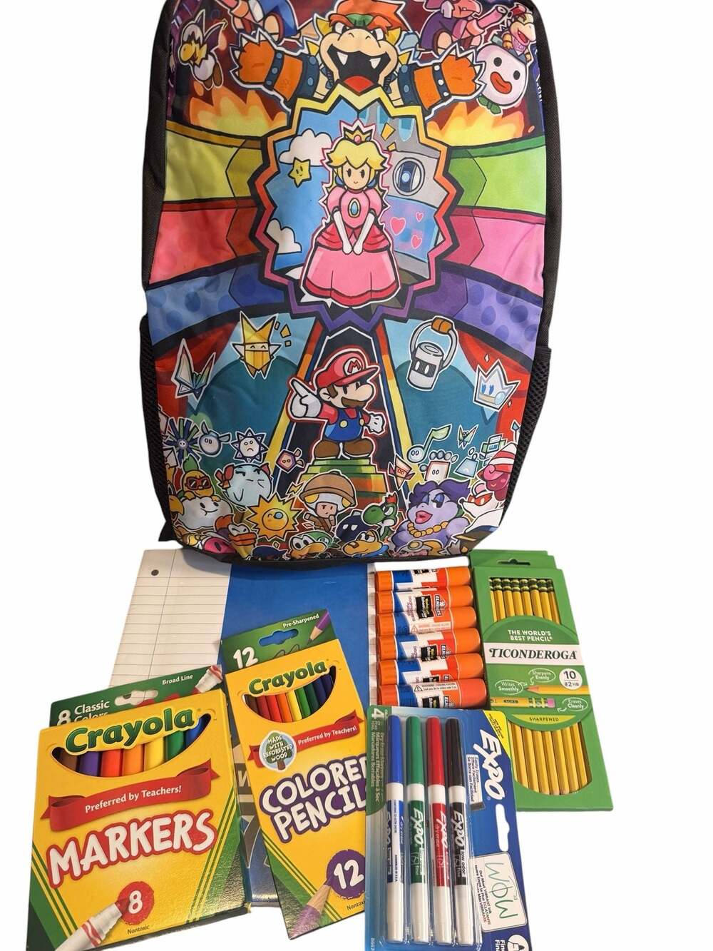 Paper Mario: The Origami King Graphic Print Backpack PLUS School Supplies